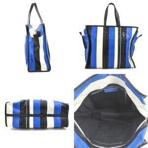 Balenciaga Handbag White Bazaar Black Shopper Blue Leather